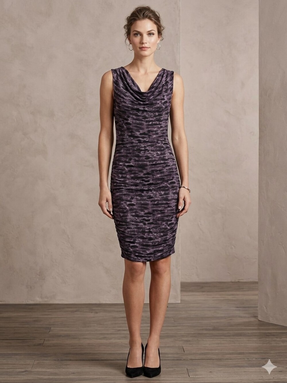 Michael Kors Purple and Black Cowl Neck Maxi Dress
